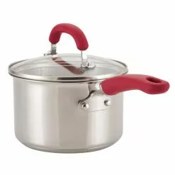 Create Delicious 10-Piece Stainless Steel Cookware Set in Stainless Steel with Red Handles by Rachael Ray -Cookware Sales Shop stainless steel with red handles rachael ray pot pan sets 70413 1f 1000