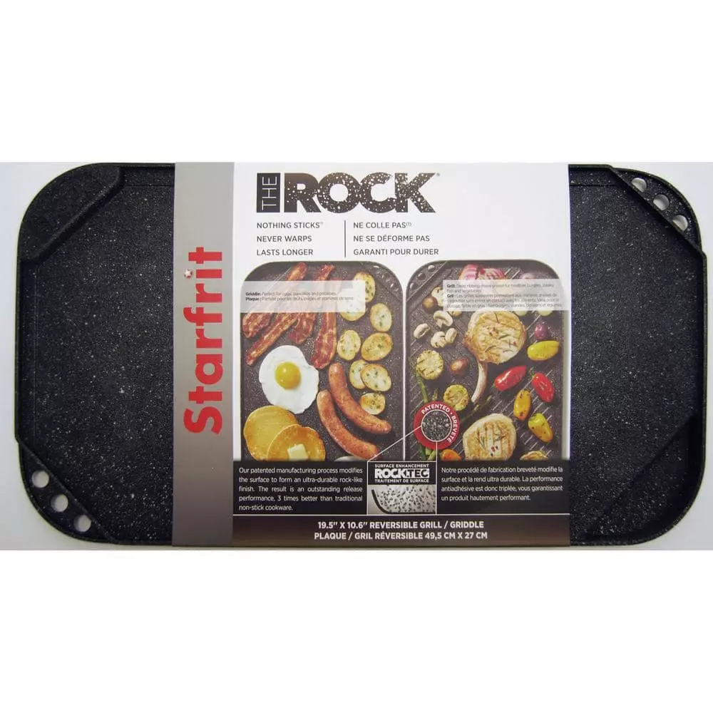 The Rock Aluminum 10.6 in. x 19.5 in. Reversible Grill/Griddle by Starfrit 5 The Rock Aluminum 10.6 in. x 19.5 in. Reversible Grill/Griddle by Starfrit - Image 3