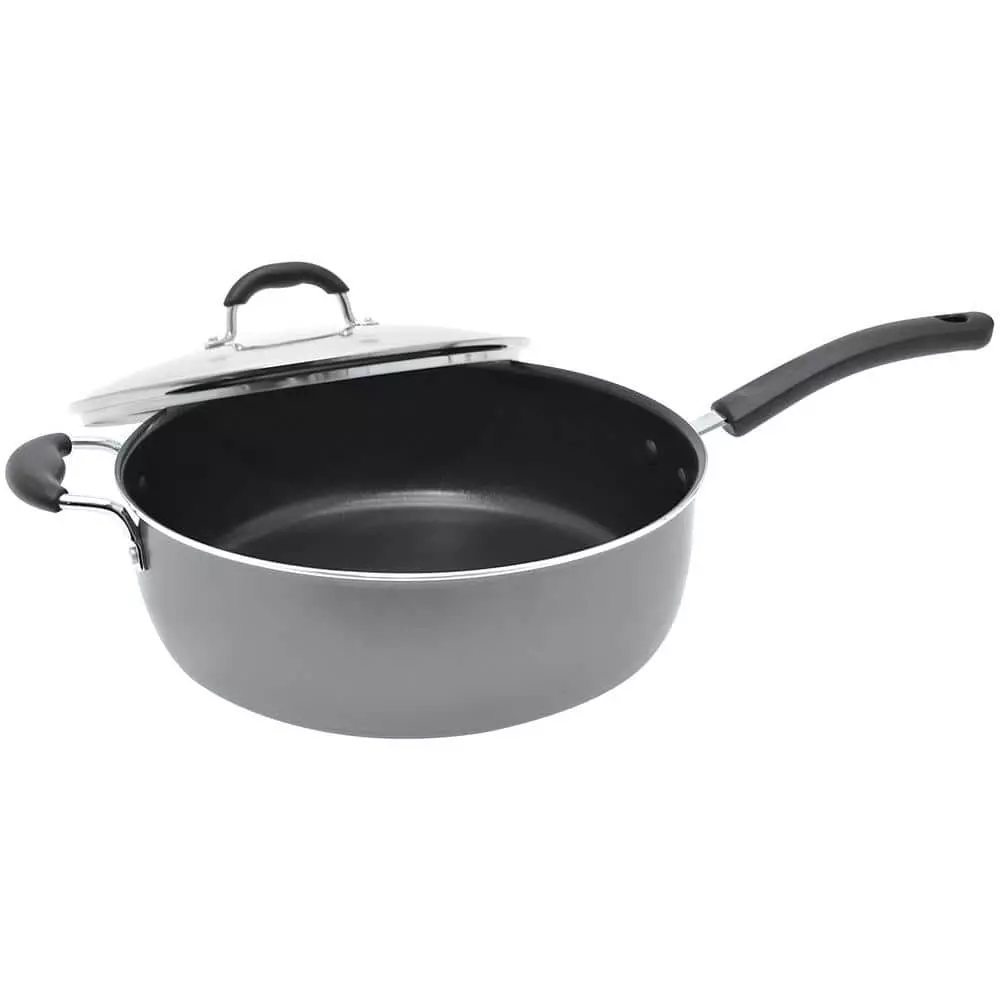 Jumbo 7.2 qt. Aluminum Nonstick Multi-Pan in Gray with Glass Lid by Starfrit 3 Jumbo 7.2 qt. Aluminum Nonstick Multi-Pan in Gray with Glass Lid by Starfrit