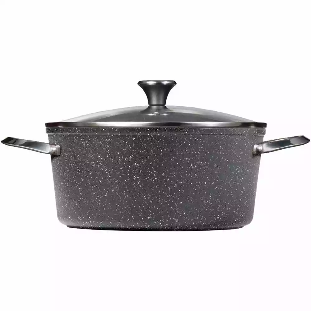 The Rock 7.2 qt. Aluminum Nonstick Stock Pot in Black Speckle with Glass Lid by Starfrit 3 The Rock 7.2 qt. Aluminum Nonstick Stock Pot in Black Speckle with Glass Lid by Starfrit