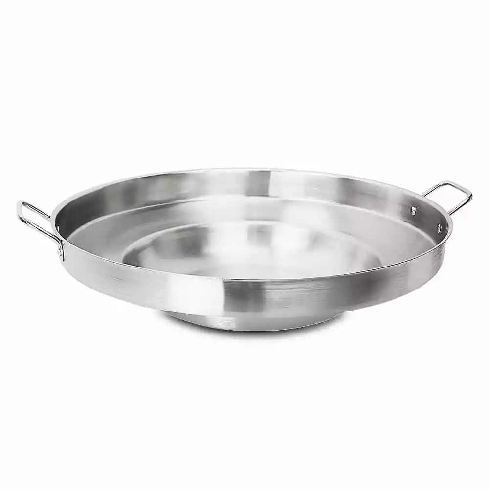 23 in. Round Stainless Steel Comal Wok Griddle Multi Cooker Concave Fry pan by Stark 3 23 in. Round Stainless Steel Comal Wok Griddle Multi Cooker Concave Fry pan by Stark