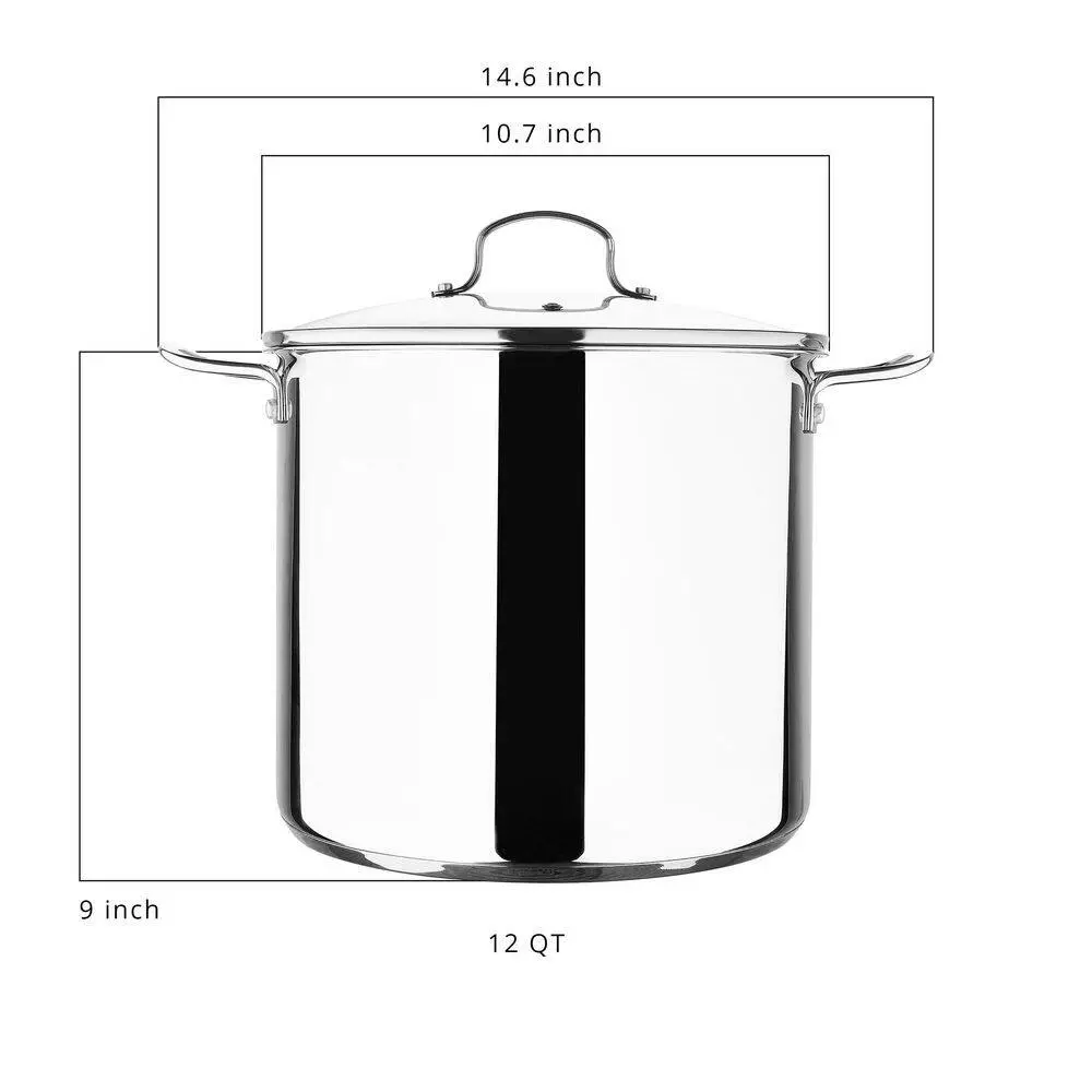 12 qt. Stainless Steel Nonstick Stock Pot with Lid by BERGNER 4 12 qt. Stainless Steel Nonstick Stock Pot with Lid by BERGNER - Image 2
