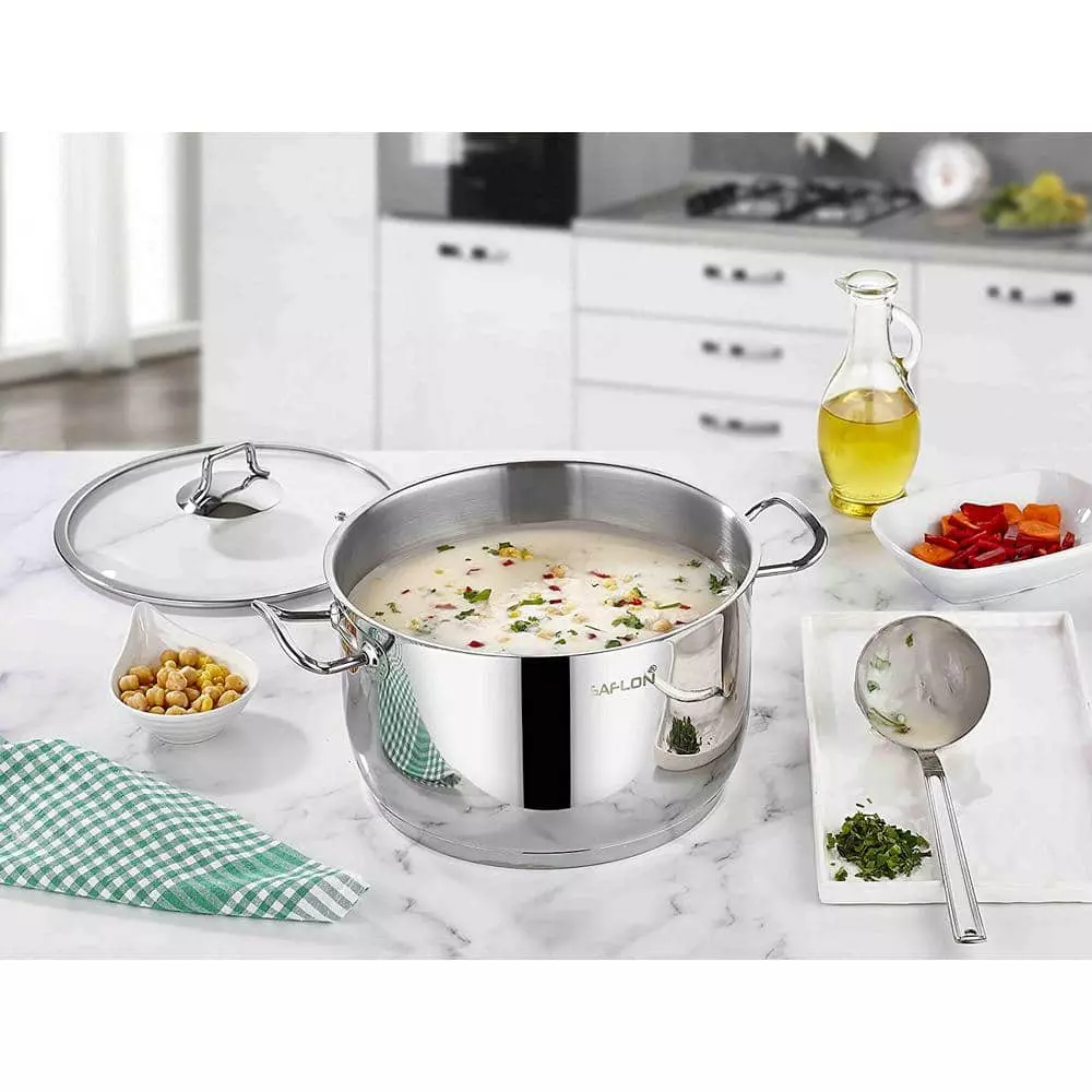 8 qt. Stainless Steel Stock Pot with Glass Lid by CONTEXT 4 8 qt. Stainless Steel Stock Pot with Glass Lid by CONTEXT - Image 2