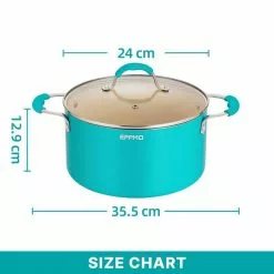 5.9 Qt. Ceramic Aluminum Nonstick Stock Pot in blue with Lid by EPPMO -Cookware Sales Shop stock pots em c2001 7 1f 1000