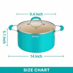 5.9 Qt. Ceramic Aluminum Nonstick Stock Pot in blue with Lid by EPPMO -Cookware Sales Shop stock pots em c2001 7 44 1000