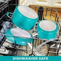 5.9 Qt. Ceramic Aluminum Nonstick Stock Pot in blue with Lid by EPPMO -Cookware Sales Shop stock pots em c2001 7 66 1000