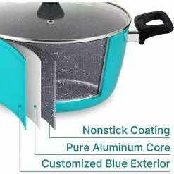 5 Qt. Granite Aluminum Nonstick Stock Pot in Blue with Lid by EPPMO -Cookware Sales Shop stock pots em c2005 4 1f 1000