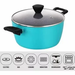 5 Qt. Granite Aluminum Nonstick Stock Pot in Blue with Lid by EPPMO -Cookware Sales Shop stock pots em c2005 4 4f 1000