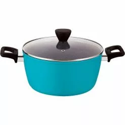 5 Qt. Granite Aluminum Nonstick Stock Pot in Blue with Lid by EPPMO
