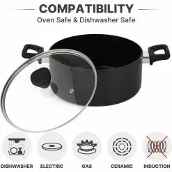 4.94 Qt. Hard-Anodized Aluminum Nonstick Stock Pot in Black with Lid by EPPMO 15 4.94 Qt. Hard-Anodized Aluminum Nonstick Stock Pot in Black with Lid by EPPMO -Cookware Sales Shop stock pots em c2006 4 44 1000