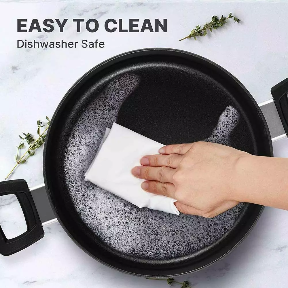 4.94 Qt. Hard-Anodized Aluminum Nonstick Stock Pot in Black with Lid by EPPMO 6 4.94 Qt. Hard-Anodized Aluminum Nonstick Stock Pot in Black with Lid by EPPMO - Image 4