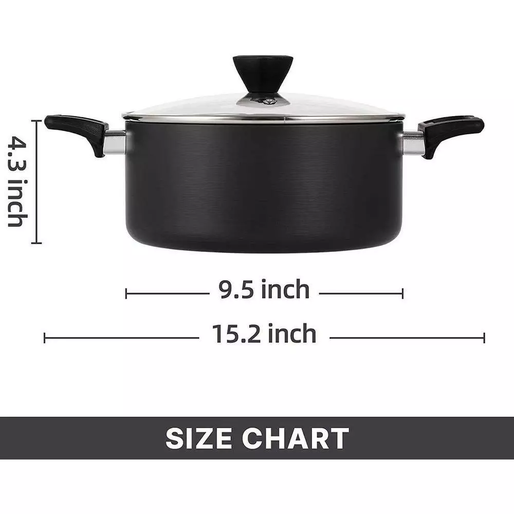 4.94 Qt. Hard-Anodized Aluminum Nonstick Stock Pot in Black with Lid by EPPMO 10 4.94 Qt. Hard-Anodized Aluminum Nonstick Stock Pot in Black with Lid by EPPMO - Image 8