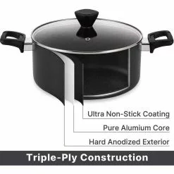 4.94 Qt. Hard-Anodized Aluminum Nonstick Stock Pot in Black with Lid by EPPMO 12 4.94 Qt. Hard-Anodized Aluminum Nonstick Stock Pot in Black with Lid by EPPMO -Cookware Sales Shop stock pots em c2006 4 c3 1000