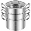 6.2 qt. Stainless Steel Soup Pot with 2-tier 2.8 qt. Steamer Inserts and Lid by WELLFOR -Cookware Sales Shop stock pots kc hpy 52003 64 1000