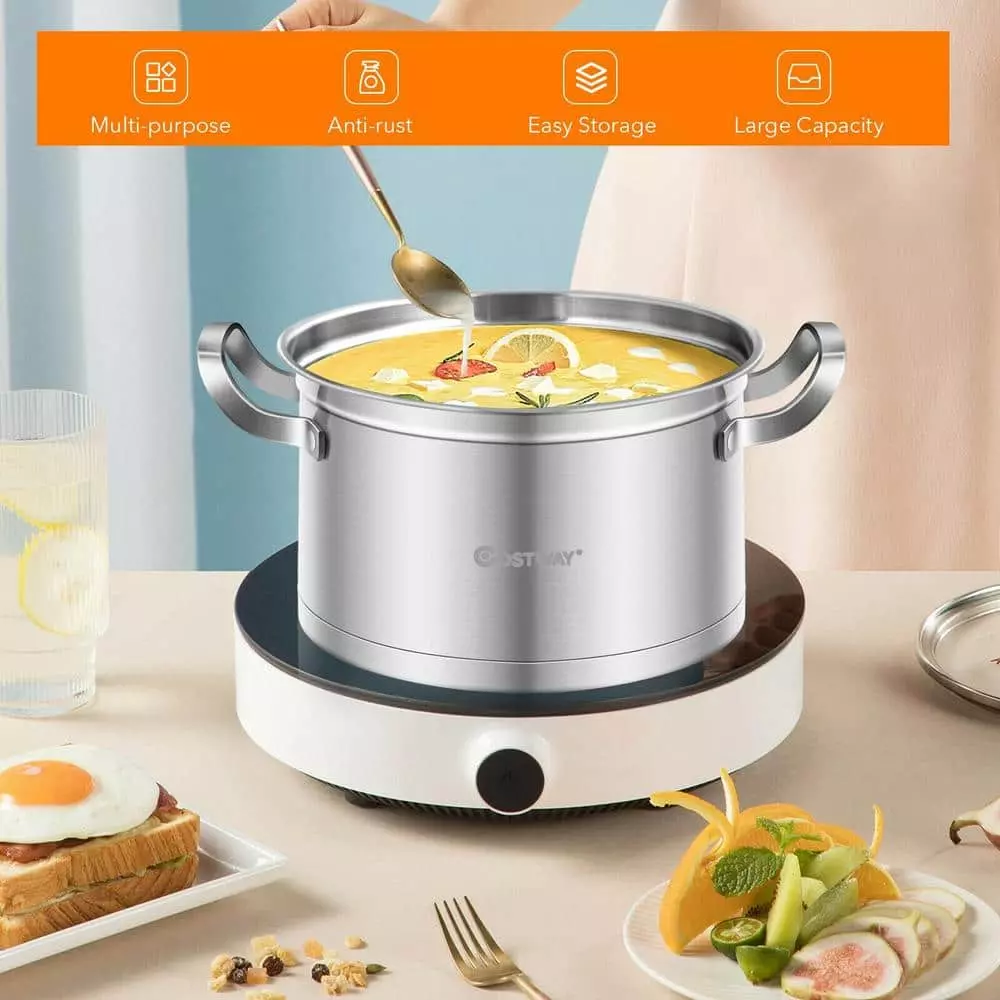 6.2 qt. Stainless Steel Soup Pot with 2-tier 2.8 qt. Steamer Inserts and Lid by WELLFOR 10 6.2 qt. Stainless Steel Soup Pot with 2-tier 2.8 qt. Steamer Inserts and Lid by WELLFOR - Image 8