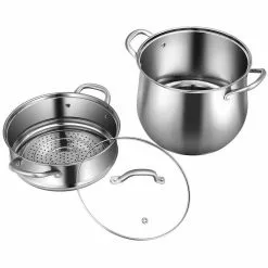 4.2 qt. Stainless Steel Stock Pot with 2 qt. Steamer Insert and Lid by WELLFOR -Cookware Sales Shop stock pots kc hpy 52607 44 1000