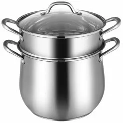 4.2 qt. Stainless Steel Stock Pot with 2 qt. Steamer Insert and Lid by WELLFOR