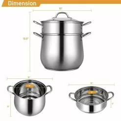 4.2 qt. Stainless Steel Stock Pot with 2 qt. Steamer Insert and Lid by WELLFOR -Cookware Sales Shop stock pots kc hpy 52607 c3 1000