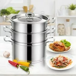 5.2 qt. Stainless Steel Soup Pot with 2-tier 2.3 qt. Steamer Inserts and Lid by WELLFOR -Cookware Sales Shop stock pots kc hpy 52949 31 1000