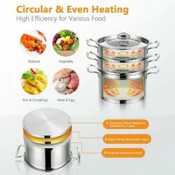 5.2 qt. Stainless Steel Soup Pot with 2-tier 2.3 qt. Steamer Inserts and Lid by WELLFOR -Cookware Sales Shop stock pots kc hpy 52949 fa 1000