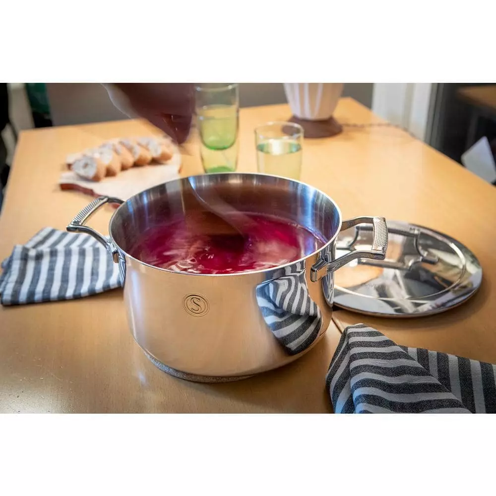 6 qt. Tri-Ply Stainless Steel Stock Pot with Lid by SAVEUR SELECTS 9 6 qt. Tri-Ply Stainless Steel Stock Pot with Lid by SAVEUR SELECTS - Image 7