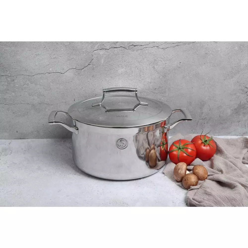 6 qt. Tri-Ply Stainless Steel Stock Pot with Lid by SAVEUR SELECTS 4 6 qt. Tri-Ply Stainless Steel Stock Pot with Lid by SAVEUR SELECTS - Image 2