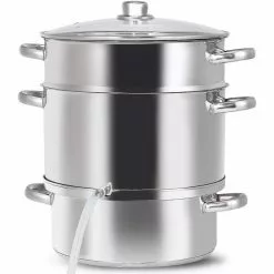 11 qt. Stainless Steel Multi-Lever Fruit Juicer Steamer Stock Pot by ANGELES HOME