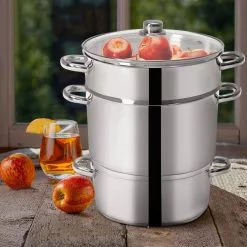 11 qt. Stainless Steel Multi-Lever Fruit Juicer Steamer Stock Pot by ANGELES HOME -Cookware Sales Shop stock pots m46 8kc721 76 1000