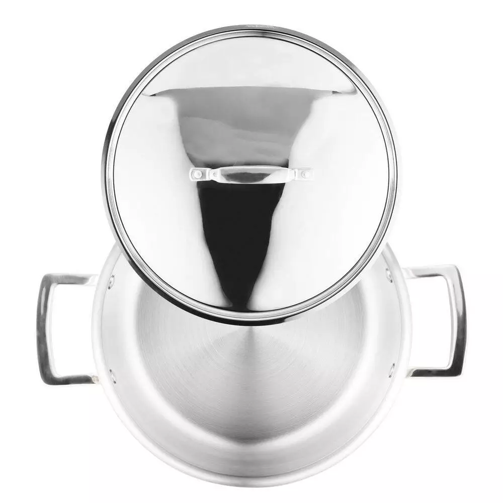 5CX 8 qt. Stainless Steel 5-Ply Copper Core Stock Pot with Lid by MasterPRO 6 5CX 8 qt. Stainless Steel 5-Ply Copper Core Stock Pot with Lid by MasterPRO - Image 4