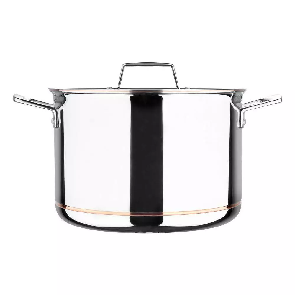 5CX 8 qt. Stainless Steel 5-Ply Copper Core Stock Pot with Lid by MasterPRO 5 5CX 8 qt. Stainless Steel 5-Ply Copper Core Stock Pot with Lid by MasterPRO - Image 3