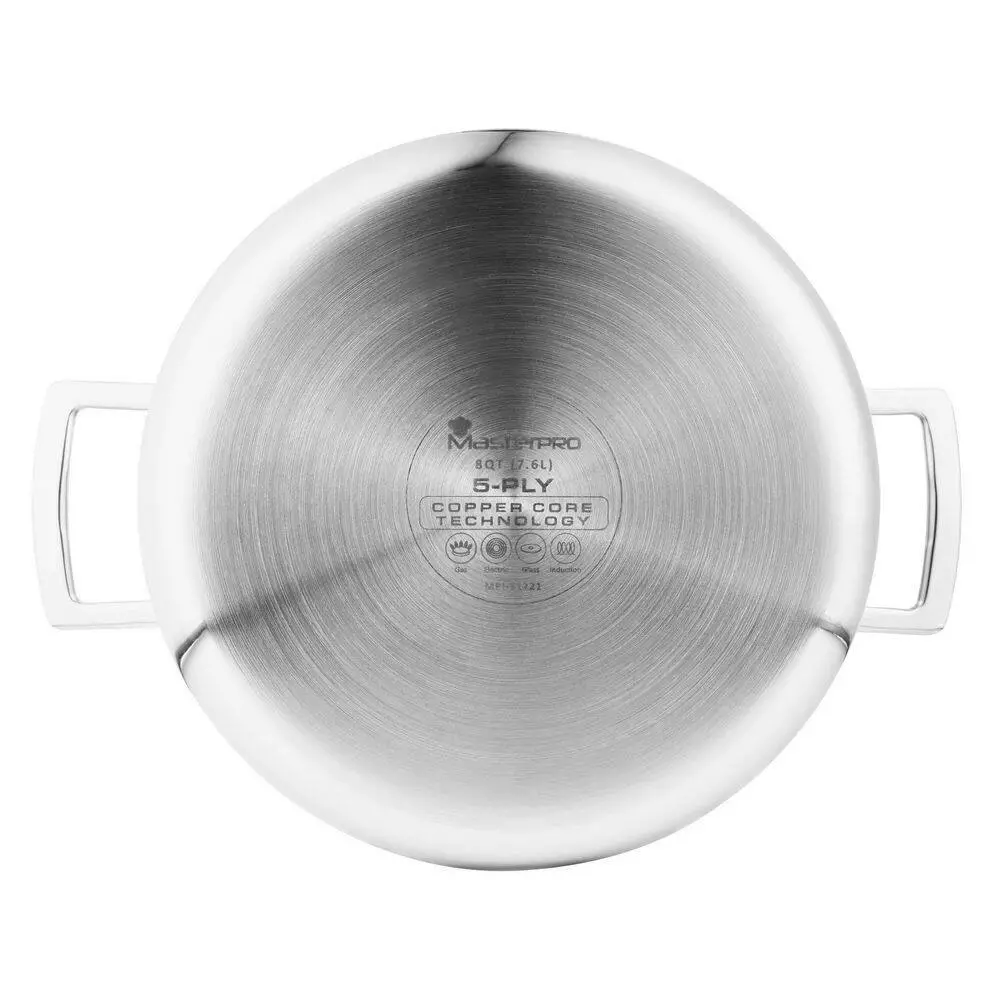5CX 8 qt. Stainless Steel 5-Ply Copper Core Stock Pot with Lid by MasterPRO 9 5CX 8 qt. Stainless Steel 5-Ply Copper Core Stock Pot with Lid by MasterPRO - Image 7
