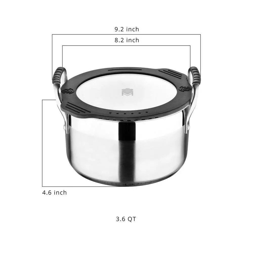 Nesting Stainless Steel Collection 3.6 qt. Covered Stock Pot by MasterPRO 6 Nesting Stainless Steel Collection 3.6 qt. Covered Stock Pot by MasterPRO - Image 4