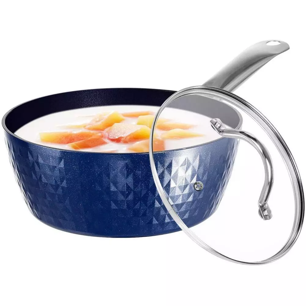 1.5 qt. Blue Ceramics Small Soup Pot Round Nonstick Saucepan with Lid by cadeninc 3 1.5 qt. Blue Ceramics Small Soup Pot Round Nonstick Saucepan with Lid by cadeninc