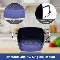 4.22 qt. Blue Ceramics Cooking Soup Pot Small Square Nonstick Soup Pot with Lid by cadeninc -Cookware Sales Shop stock pots rain lqd13 hp5y 4f 1000
