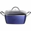 4.22 qt. Blue Ceramics Cooking Soup Pot Small Square Nonstick Soup Pot with Lid by cadeninc -Cookware Sales Shop stock pots rain lqd13 hp5y 64 1000
