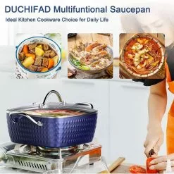 4.22 qt. Blue Ceramics Cooking Soup Pot Small Square Nonstick Soup Pot with Lid by cadeninc -Cookware Sales Shop stock pots rain lqd13 hp5y 76 1000