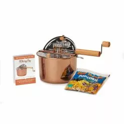 6 qt. Copper Plated Stainless Steel Stovetop Popcorn Popper with All-Inclusive 5-Pack by Whirley Pop