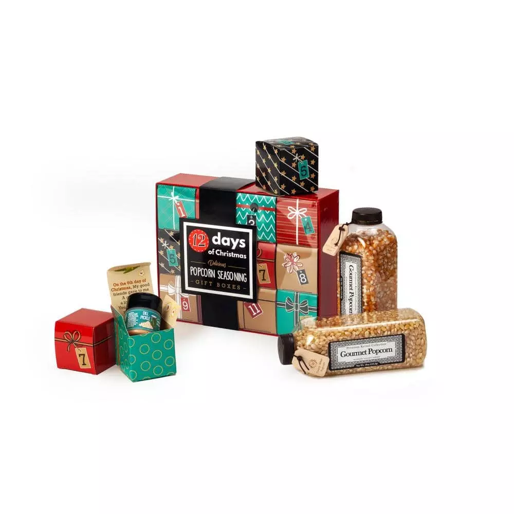 6 qt. Aluminum Red Stovetop Popcorn Popper with 12-Days of Christmas Popcorn Seasoning Set by Whirley-Pop 4 6 qt. Aluminum Red Stovetop Popcorn Popper with 12-Days of Christmas Popcorn Seasoning Set by Whirley-Pop - Image 2