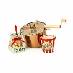 6 qt. Copper Plate Stainless Steel Stovetop Popcorn Popper Poppin' by to Wish You Happy Holidays Set by Whirley-Pop