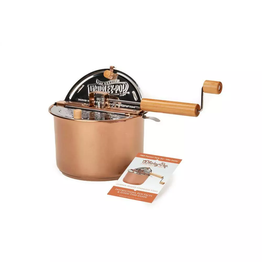 6 qt. Copper Plate Stainless Steel Stovetop Popcorn Popper Poppin' by to Wish You Happy Holidays Set by Whirley-Pop 4 6 qt. Copper Plate Stainless Steel Stovetop Popcorn Popper Poppin' by to Wish You Happy Holidays Set by Whirley-Pop - Image 2