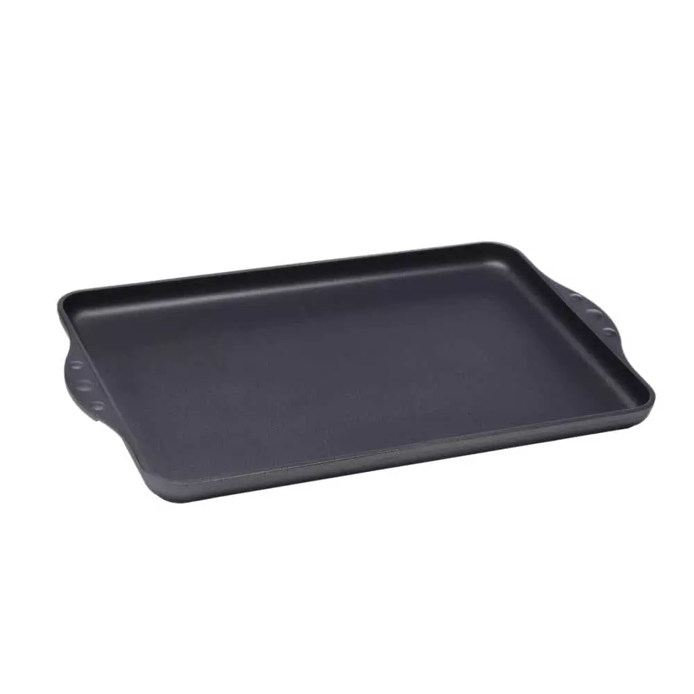 Classic Series 17 in. Cast Aluminum Nonstick Double Burner Griddle in Gray by Swiss Diamond 3 Classic Series 17 in. Cast Aluminum Nonstick Double Burner Griddle in Gray by Swiss Diamond
