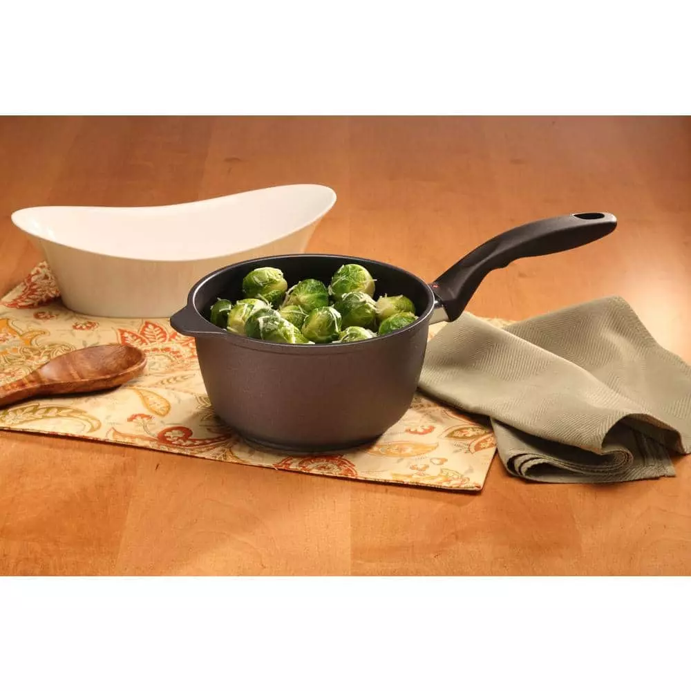 Classic Series 2.2 qt. Cast Aluminum Nonstick Sauce Pan in Gray with Glass Lid by Swiss Diamond 4 Classic Series 2.2 qt. Cast Aluminum Nonstick Sauce Pan in Gray with Glass Lid by Swiss Diamond - Image 2
