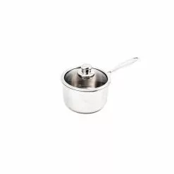 Premium Clad 2.6 qt. Stainless Steel Sauce Pan with Glass Lid by Swiss Diamond