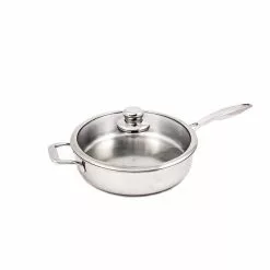 Premium Clad 4.2 qt. Stainless Steel Saute Pan with Glass Lid by Swiss Diamond