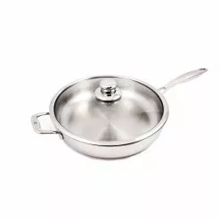 Premium Clad 5.3 qt. Stainless Steel Saute Pan with Glass Lid by Swiss Diamond