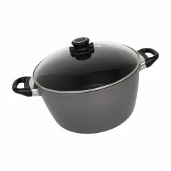 Swiss Titan 8.5 qt. Titanium Nonstick Stock Pot in Gray with Glass Lid by Swiss Diamond