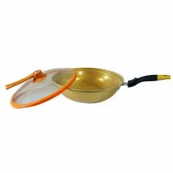 12.6 in. Ceramic Non-Stick Golden Wok by Tayama 11 12.6 in. Ceramic Non-Stick Golden Wok by Tayama -Cookware Sales Shop tayama woks stir fry pans twg 32 1f 1000