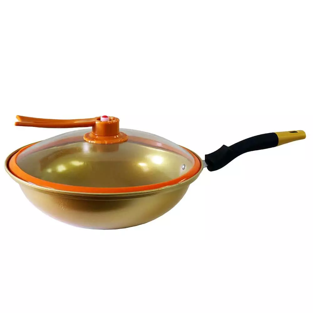 12.6 in. Ceramic Non-Stick Golden Wok by Tayama 3 12.6 in. Ceramic Non-Stick Golden Wok by Tayama