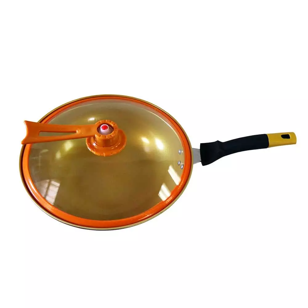 12.6 in. Ceramic Non-Stick Golden Wok by Tayama 4 12.6 in. Ceramic Non-Stick Golden Wok by Tayama - Image 2