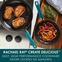 Create Delicious 2-Piece Hard-Anodized Aluminum Nonstick Skillet Set in Teal and Gray by Rachael Ray 14 Create Delicious 2-Piece Hard-Anodized Aluminum Nonstick Skillet Set in Teal and Gray by Rachael Ray -Cookware Sales Shop teal and gray rachael ray skillets 81127 4f 1000